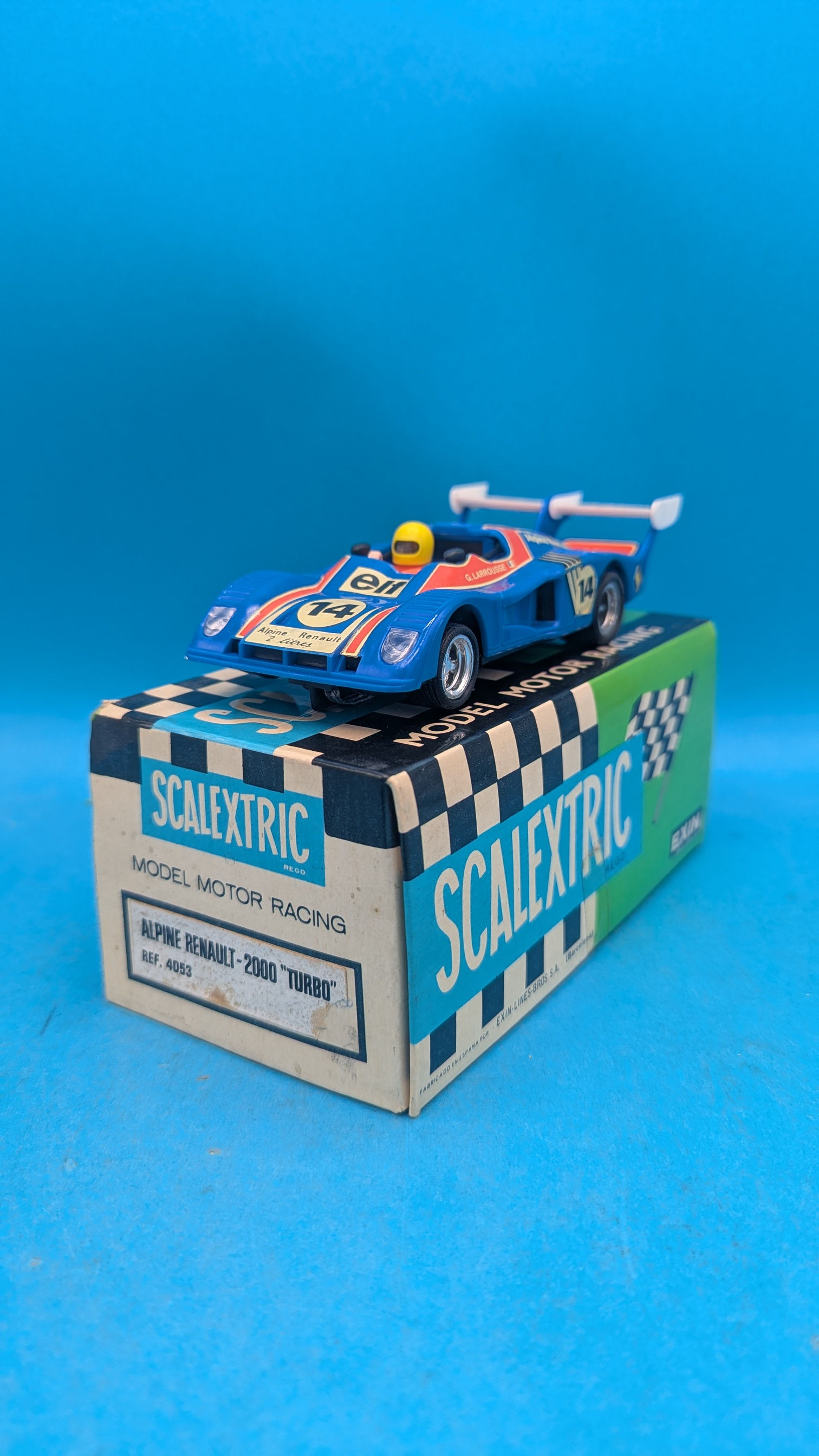 Scalextric 4053 Alpine Renault 2000 Turbo in Blue, New Old Spanish Stock