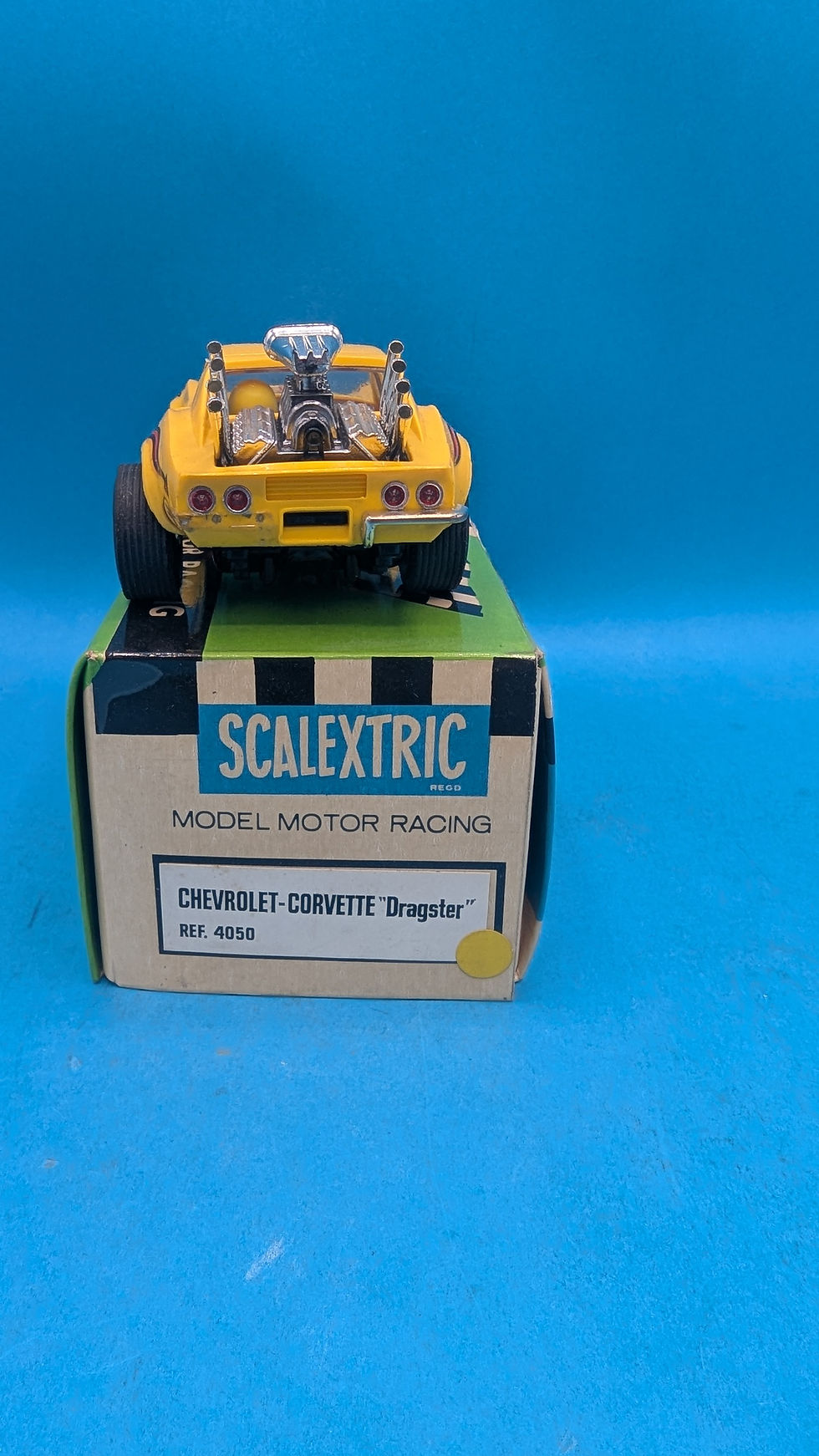 Thumbnail: Scalextric 4050 Chevrolet Corvette "Dragster" in Yellow, New Old Spanish stock