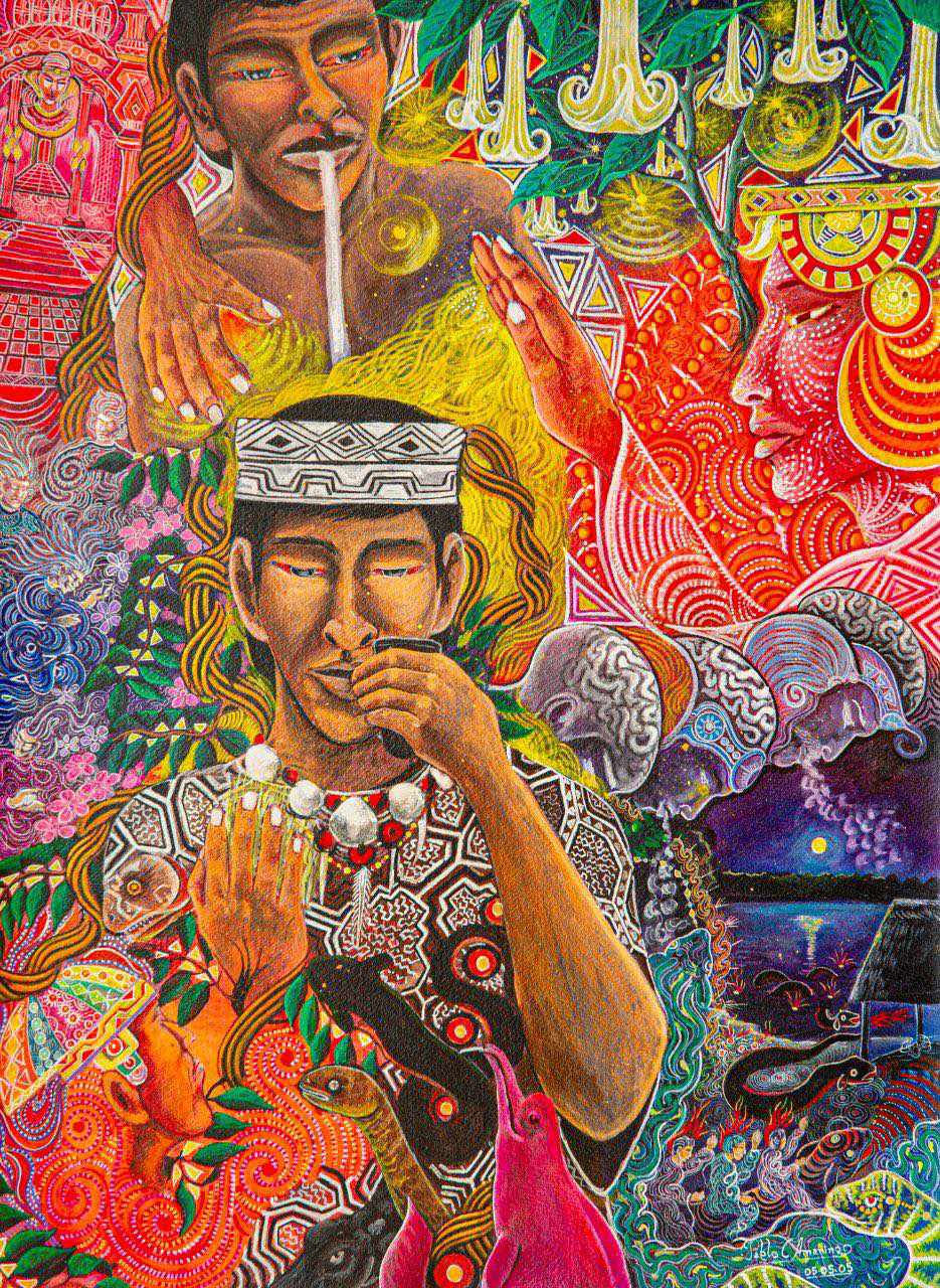 Shipibo Curandero Sound healing in plant medicine ceremony