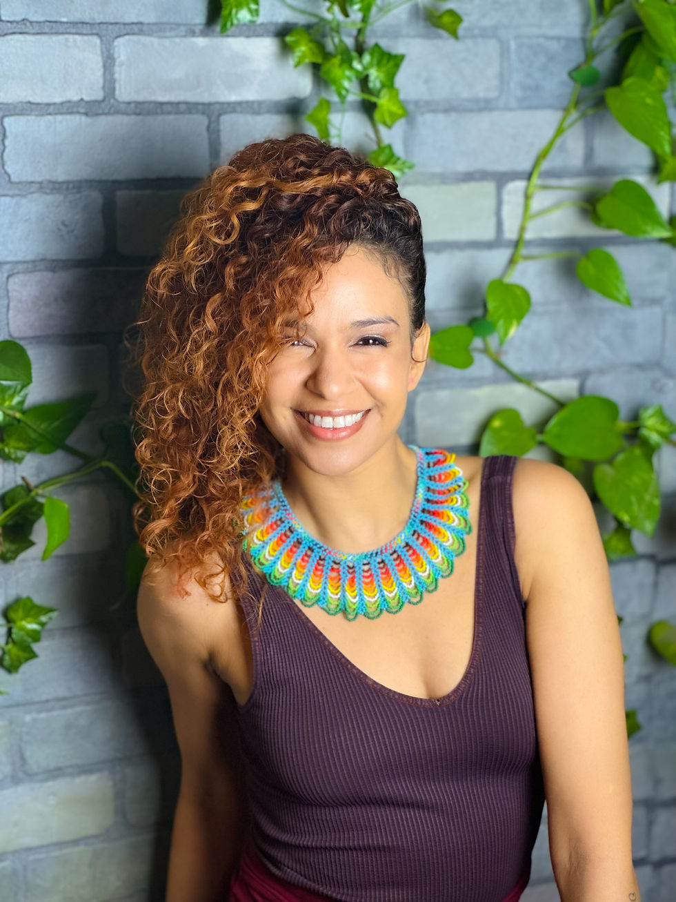 Thumbnail: Teal Rainbow Collar Necklace