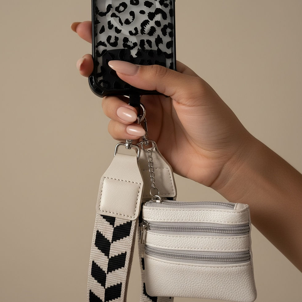 Miniatura: Strap para celular - Blanco & Negro con Mini Bolsa