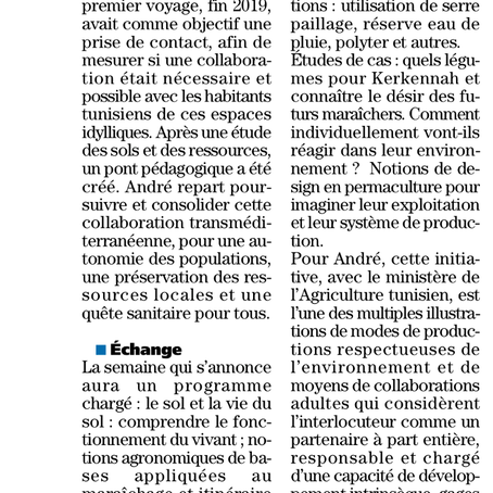 Le travail et l’engagement d’André Trives mis en avant dans la presse d’aqui!