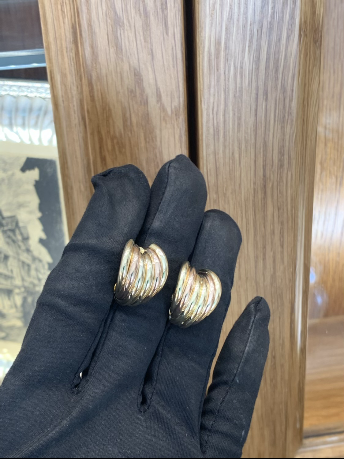 “Cartier” Style Vintage T/T Gold Earrings