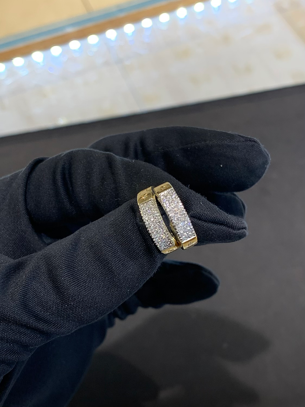 Thumbnail: H-Stern 18k Gold Diamond Hoop Earrings