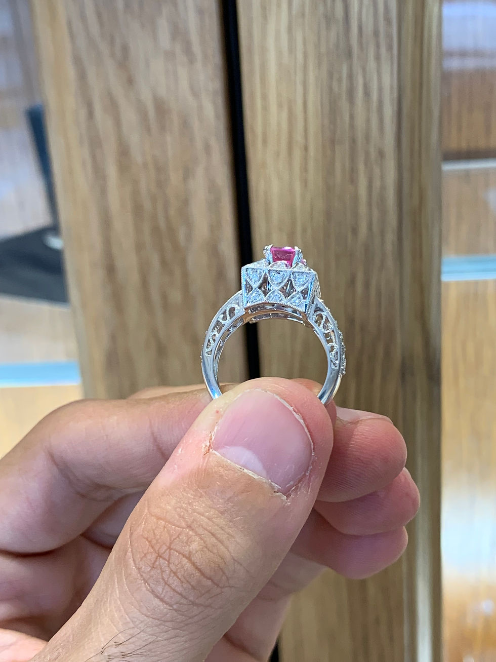 Thumbnail: 18k Gold Diamond Pink Sapphire Ring