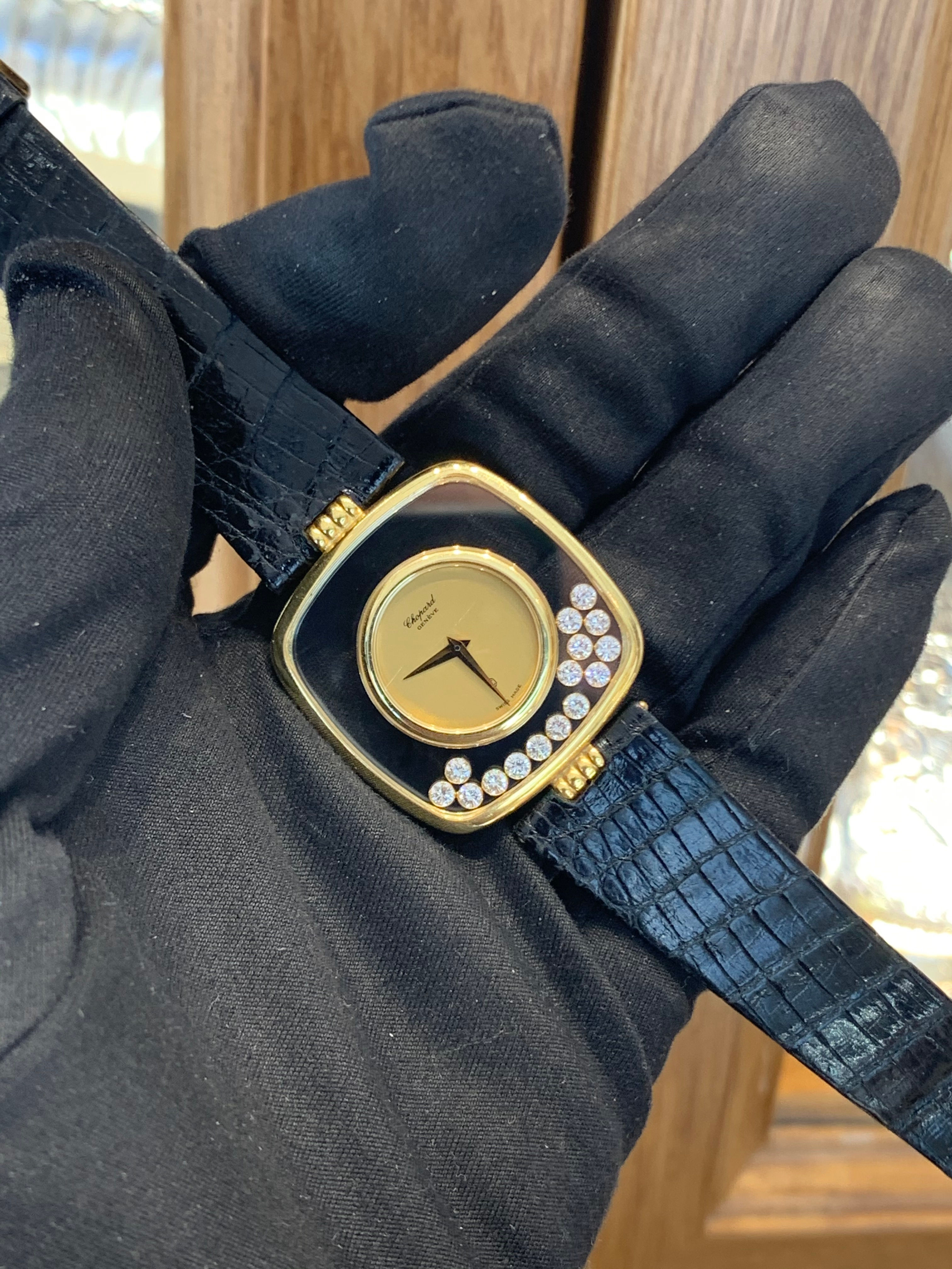 Rare "Chopard" Happy Diamonds Gold Watch