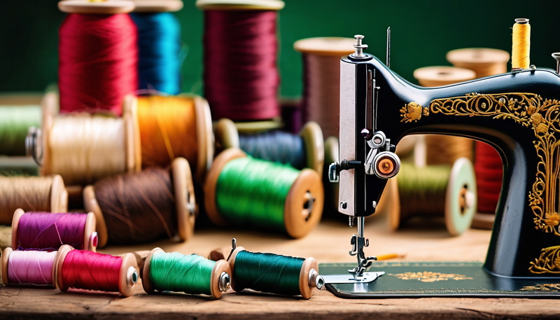 sewing machine and spools of thread