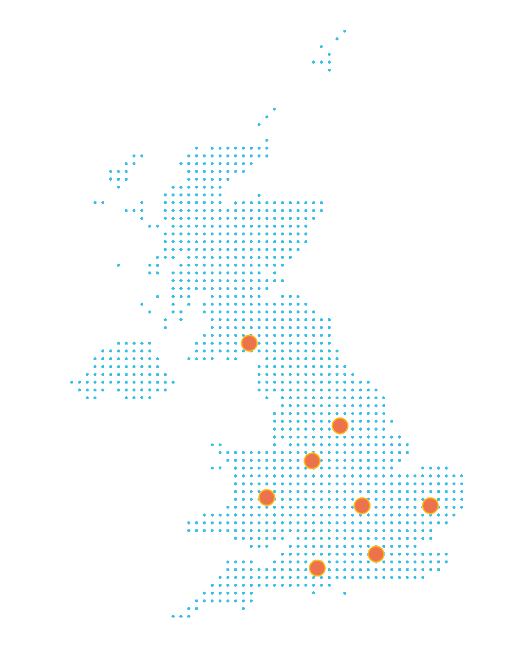 A map of Wastesolve's UK coverage