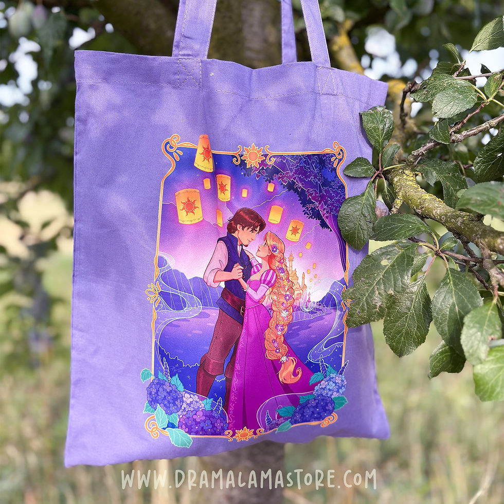 Thumbnail: Rapunzel & Flynn Dancing Illustrated Tote Bag
