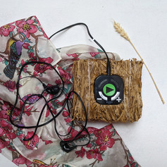The hay bale comes wrapped up in a silk scarf, 2020