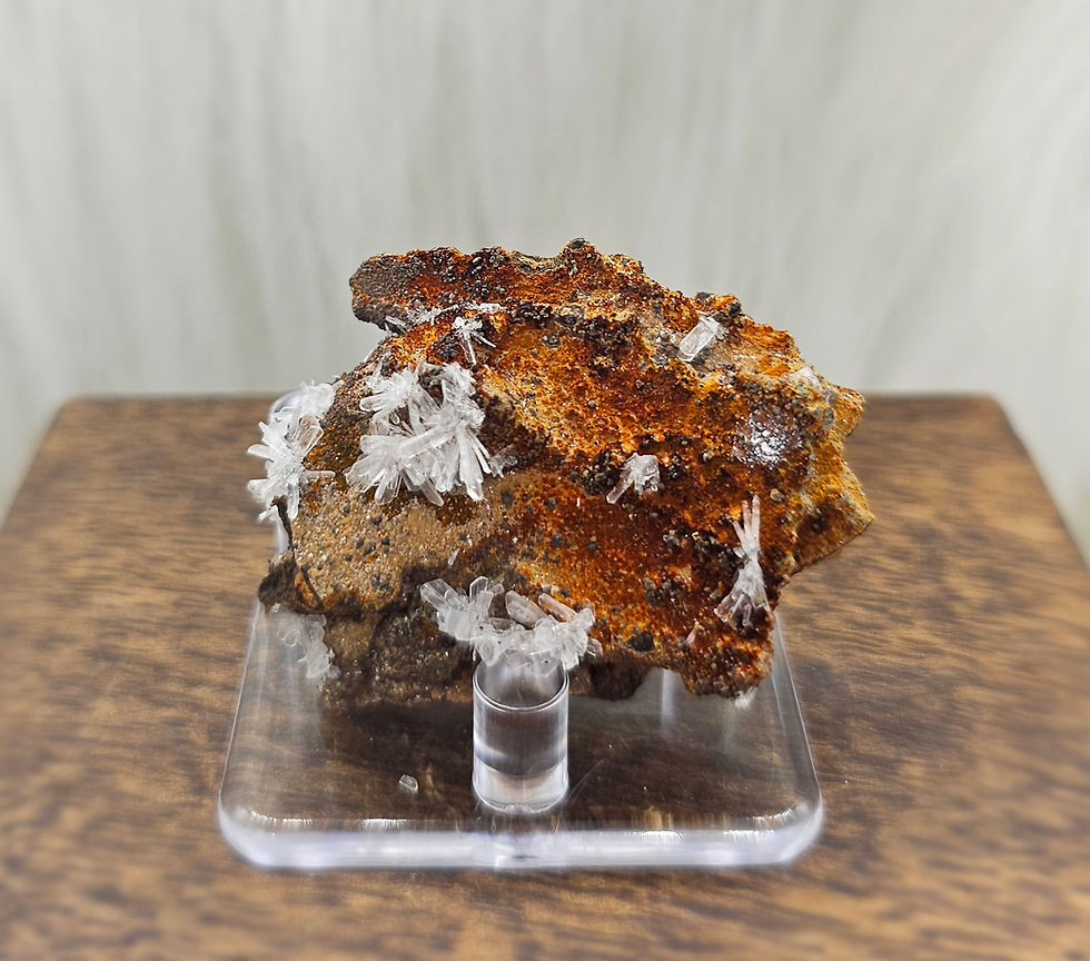 Hemimorphite with Calcite on Limonite & Goethite Specimen