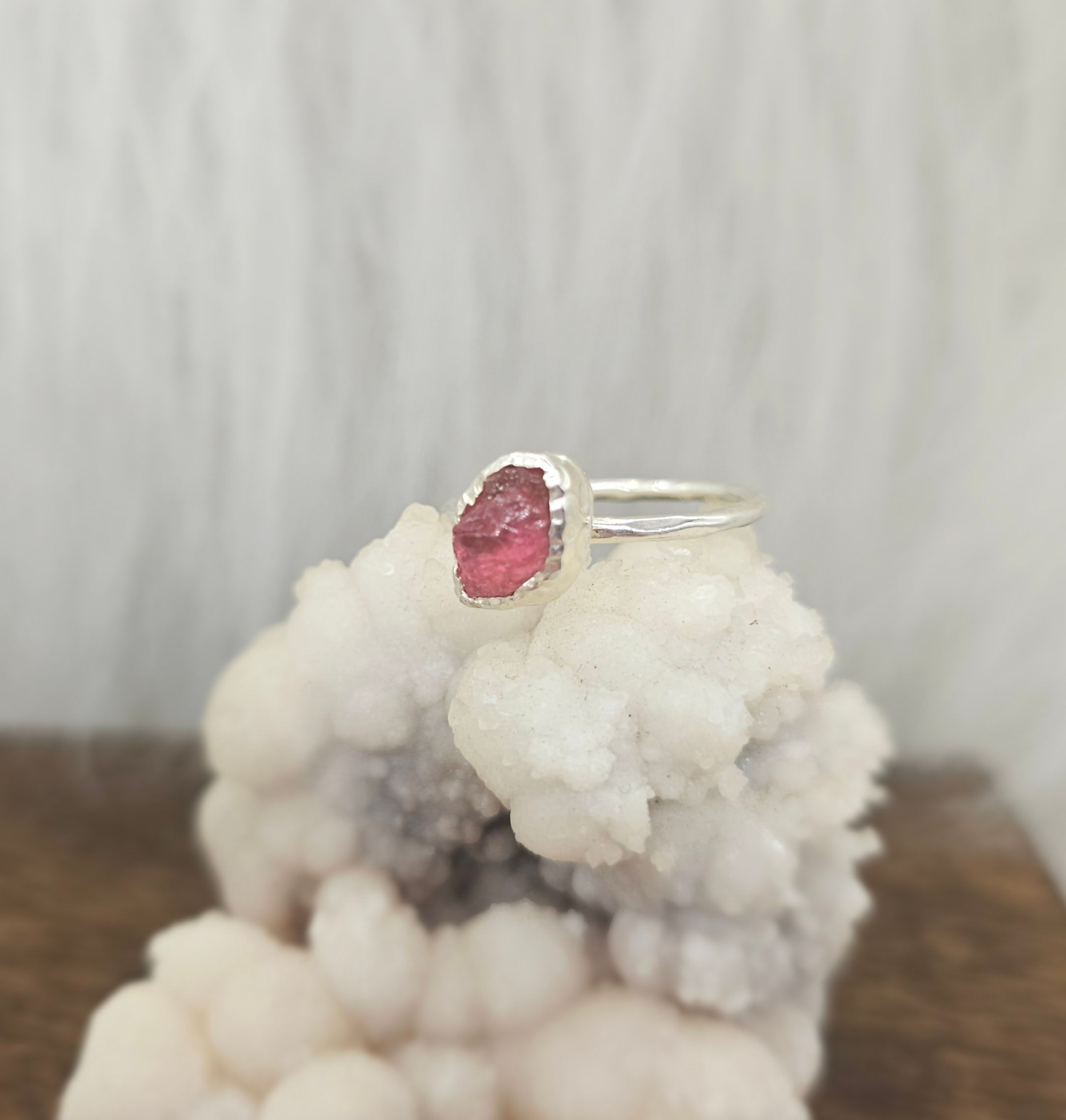Pink Tourmaline Sterling Silver Ring Size 8