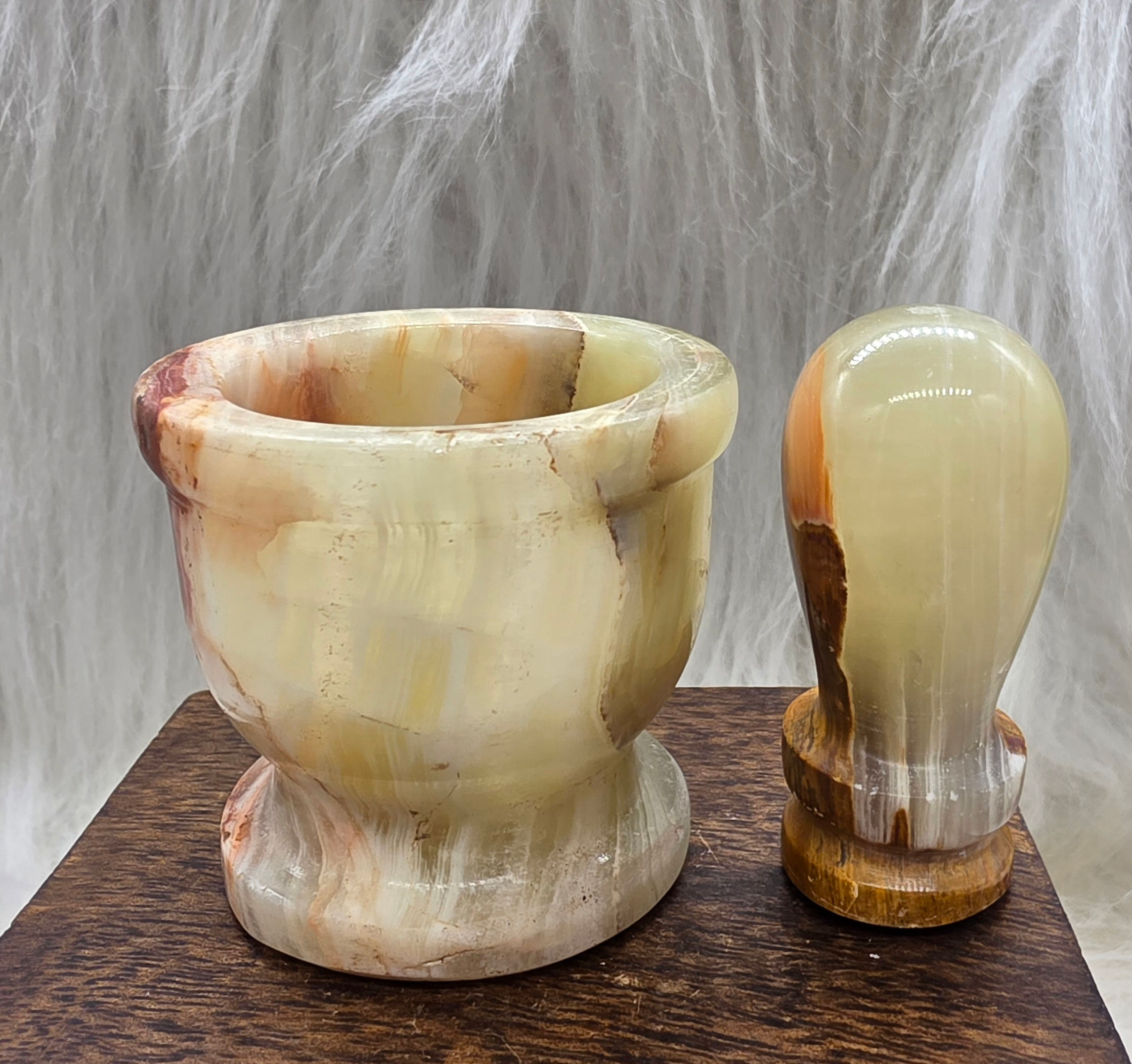 Green Calcite Mortar & Pestle (A)