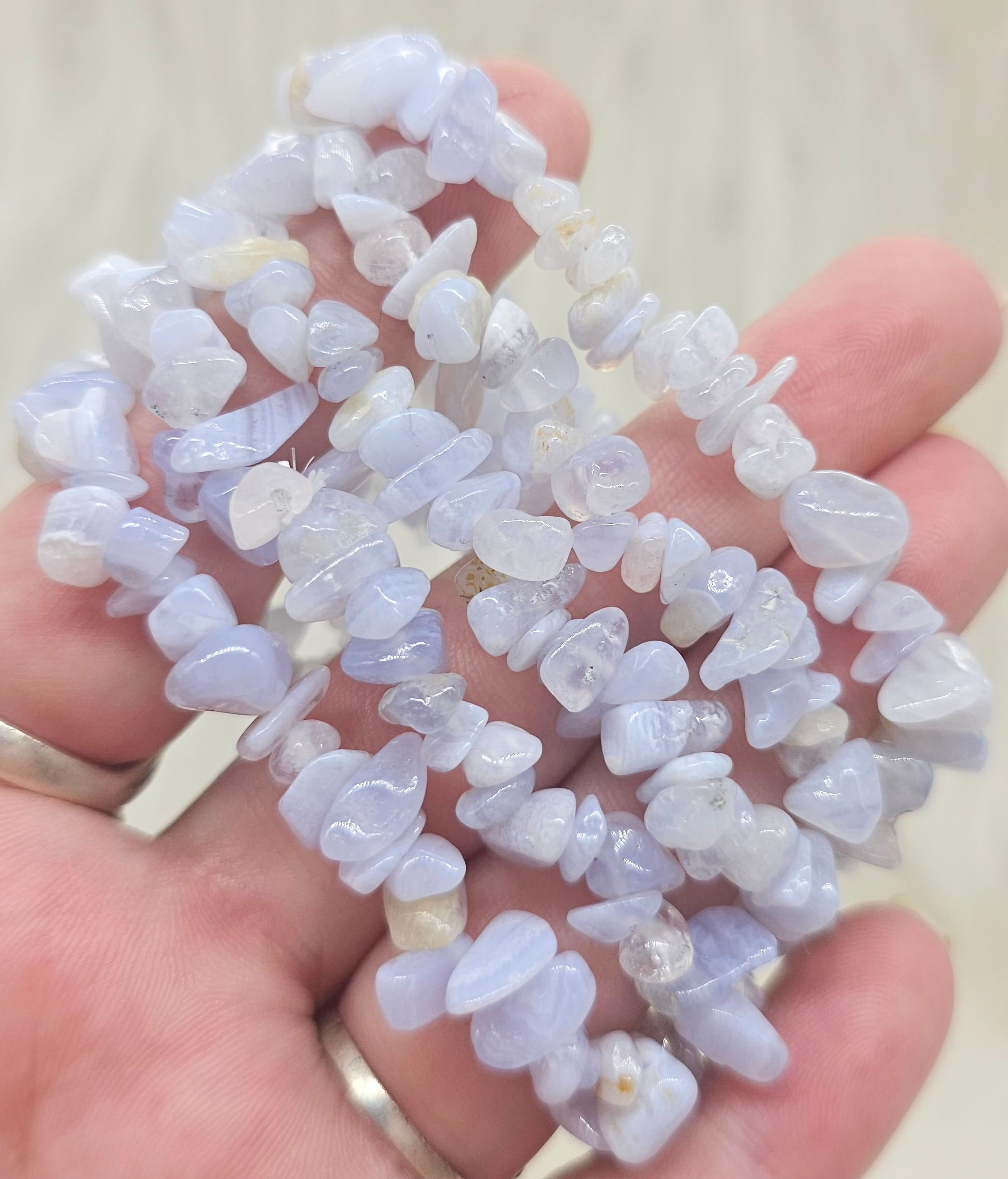 Blue Lace Agate Crystal Chip Bracelet
