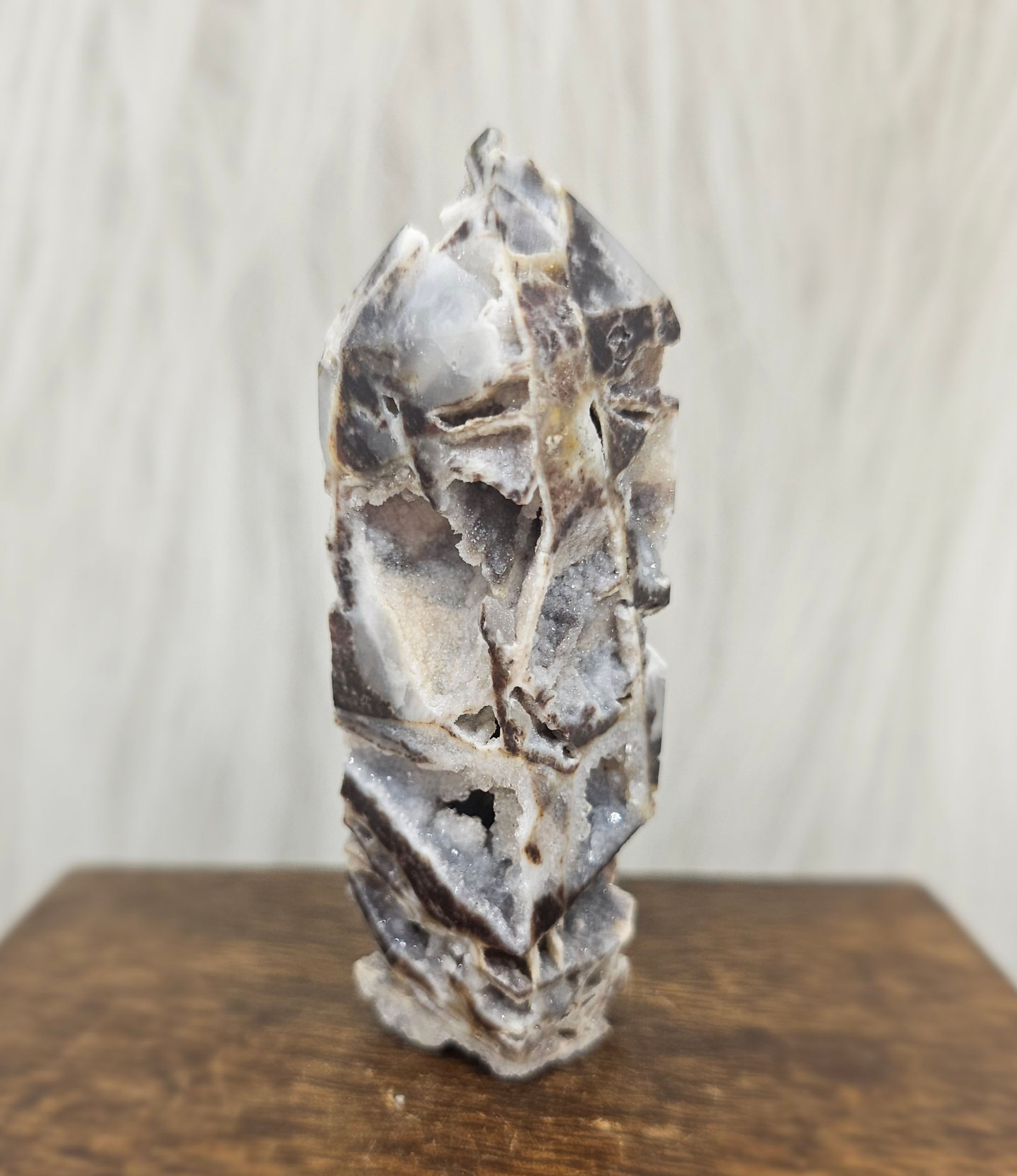 Druzy Quartz with Sphalerite Obelisk