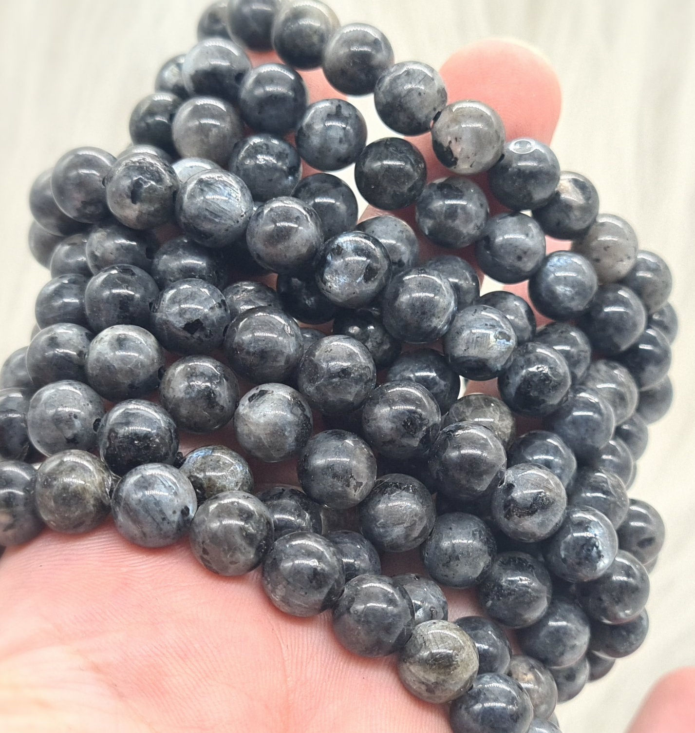 Larvikite Crystal Bead Bracelet