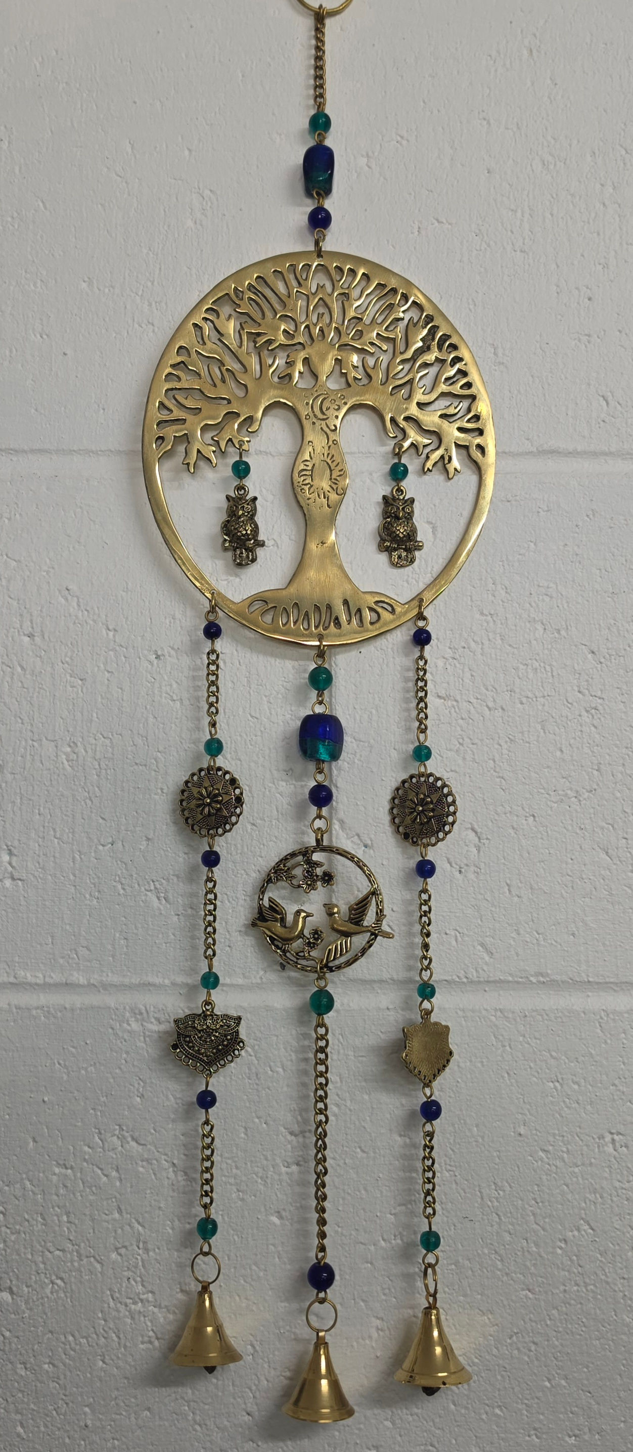 Brass Hanging Bell – Tree of Wisdom & Sacred Flight