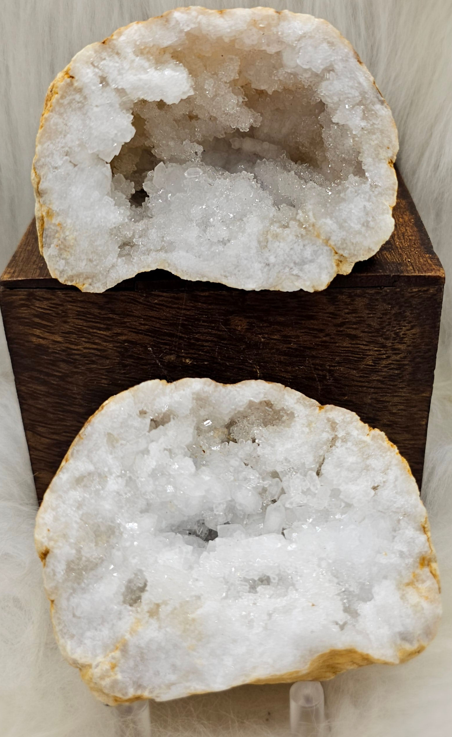 White Quartz Geode Pair