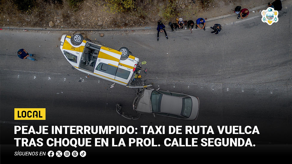 Peaje interrumpido: taxi de ruta vuelca tras choque en la Prolongación Calle Segunda
