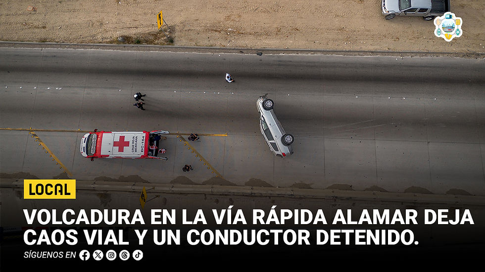 Volcadura en la Vía Rápida Alamar deja caos vial y un conductor detenido