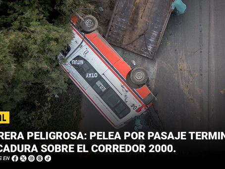 Carrera peligrosa: pelea por pasaje termina en volcadura sobre el Corredor 2000