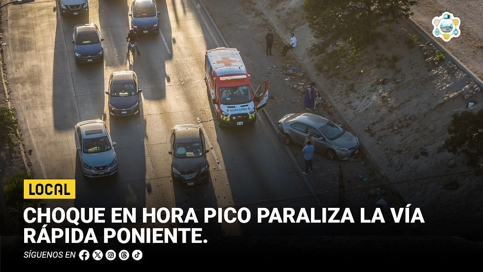 Choque en hora pico paraliza la Vía Rápida Poniente