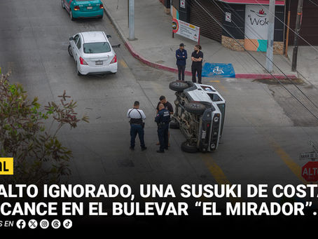 Un alto ignorado, una Suzuki de costado: percance en el bulevar El Mirador