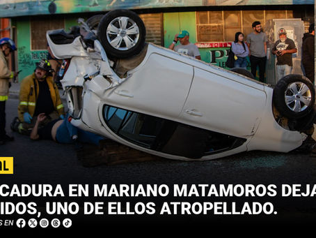 Volcadura en Mariano Matamoros deja dos heridos, uno de ellos atropellado