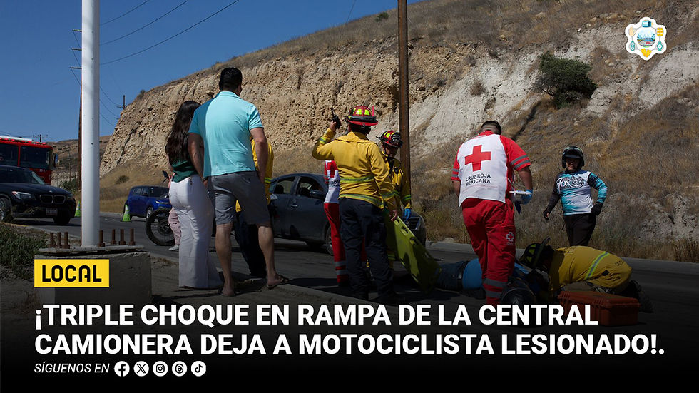 ¡Triple choque en rampa de la Central Camionera deja a motociclista lesionado!