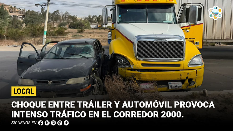 Choque entre tráiler y automóvil provoca intenso tráfico en el Corredor 2000