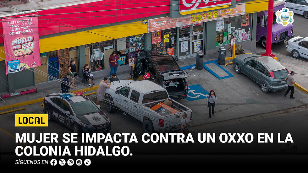 Mujer se impacta contra un Oxxo en la colonia Hidalgo; fue atendida por Cruz Roja