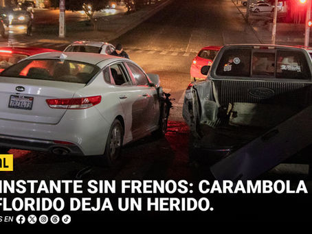 Un instante sin frenos: carambola en El Florido deja un herido