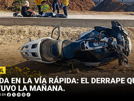 Caída en la Vía Rápida: el derrape que detuvo la mañana