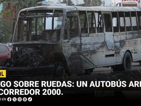 Fuego sobre ruedas: un autobús arde en Corredor 2000