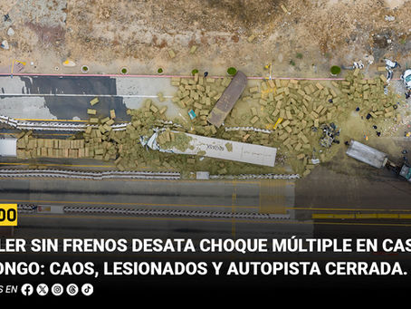 Tráiler sin frenos desata choque múltiple en caseta de El Hongo: caos, lesionados y autopista cerrada