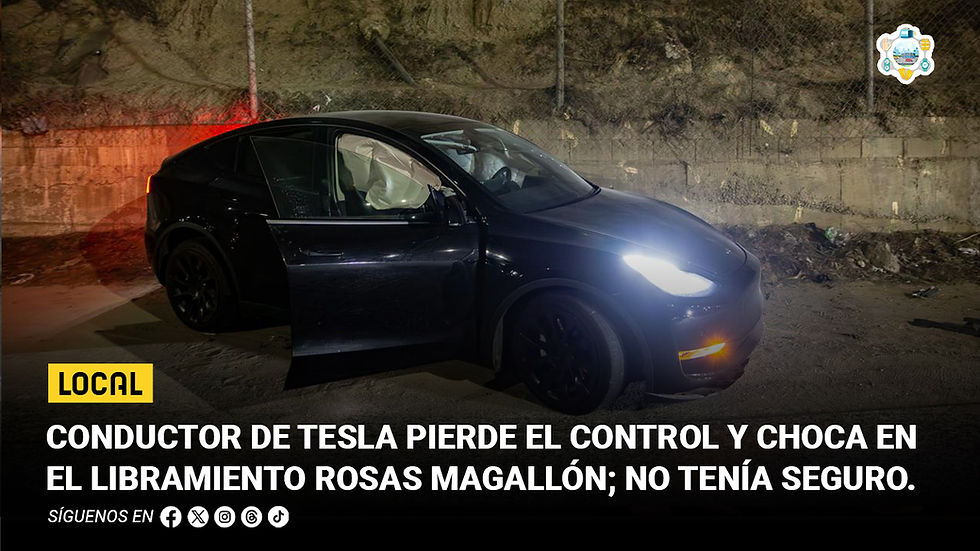 Conductor de Tesla pierde el control y choca en el Libramiento Rosas Magallón; no tenía seguro