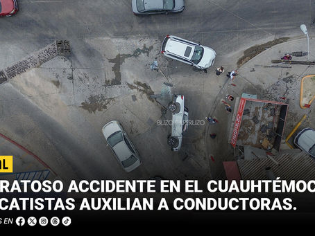 Aparatoso accidente en el Cuauhtémoc Sur: rescatistas auxilian a conductoras