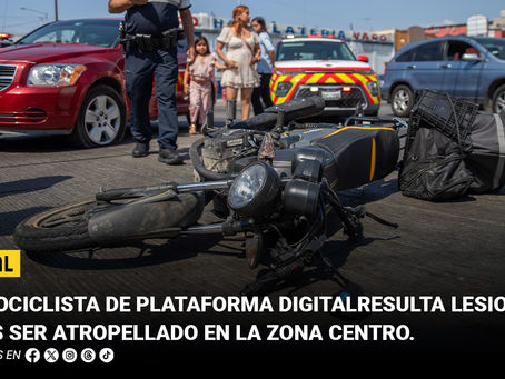 Motociclista de plataforma digital resulta lesionado tras ser atropellado en la Zona Centro