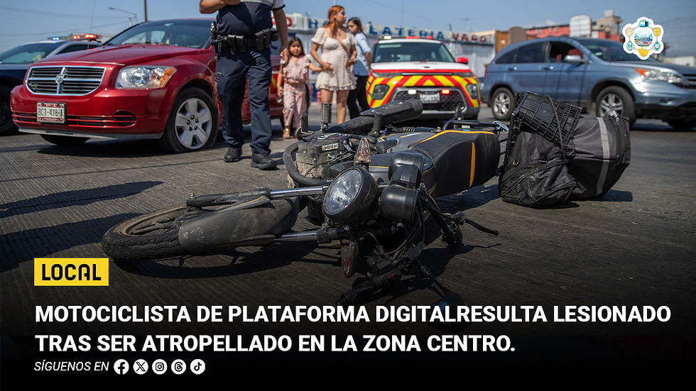 Motociclista de plataforma digital resulta lesionado tras ser atropellado en la Zona Centro
