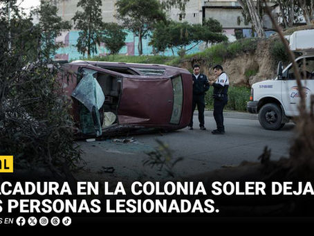 Volcadura en la colonia Soler deja a dos personas lesionadas; conductor en estado gravev