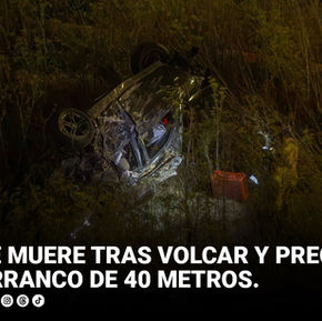 Hombre muere tras volcar y precipitarse por barranco de 40 metros