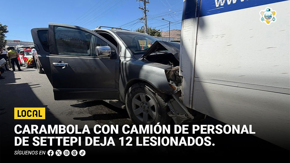 Carambola con camión de personal de SETTEPI deja 12 lesionados; embarazada de 32 semanas es hospitalizada
