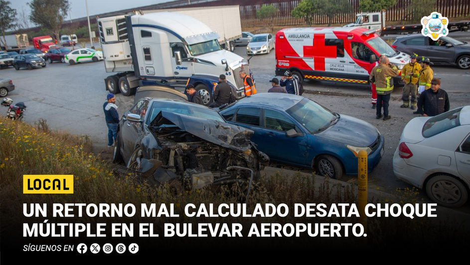 Un retorno mal calculado desata choque múltiple en el bulevar Aeropuerto