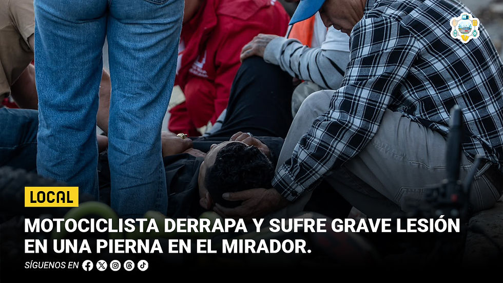 Motociclista derrapa y sufre grave lesión en una pierna en El Mirador