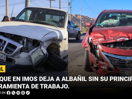 Choque en IMOS deja a albañil sin su principal herramienta de trabajo