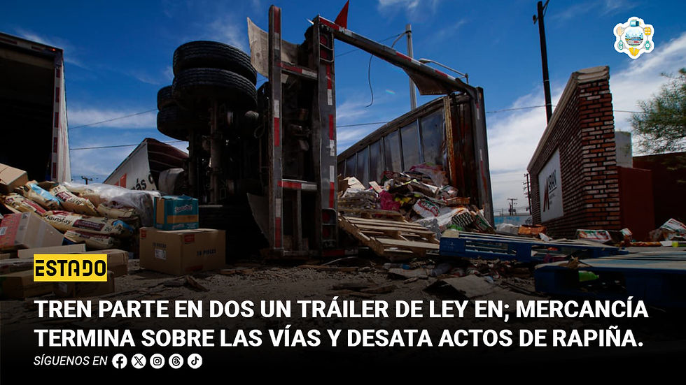 Tren parte en dos un tráiler de Ley en; mercancía termina sobre las vías y desata actos de rapiña