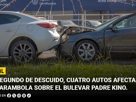 Un segundo de descuido, cuatro autos afectados: la carambola sobre el bulevar Padre Kino