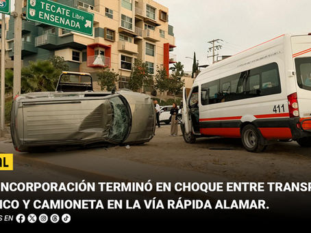 Una incorporación terminó en choque entre transporte público y camioneta en la Vía Rápida Alamar