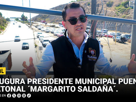Inaugura presidente municipal puente peatonal ´Margarito Saldaña´