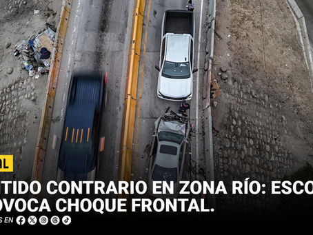 Sentido contrario en Zona Río: escolta provoca choque frontal